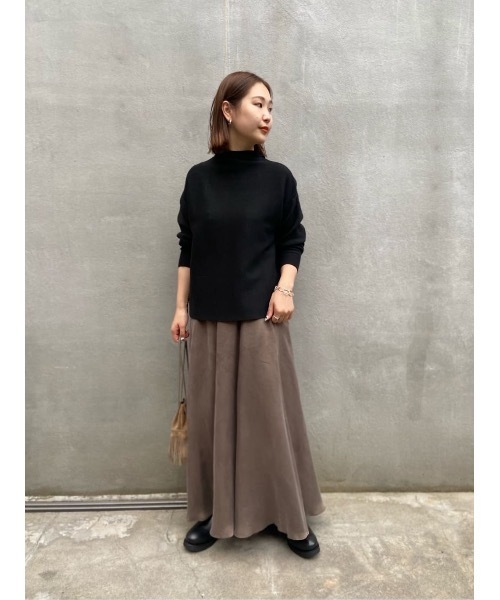 BEARDSLEY（ビアズリー）の「セットアップでもきられる　少しハリがあってきちんと感のでるボトルネックプルオーバー（Tシャツ/カットソー・レディース・ブラック/ベージュ・FREE）」の13枚目の写真