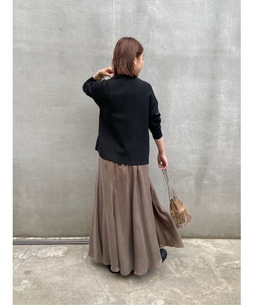 BEARDSLEY（ビアズリー）の「セットアップでもきられる　少しハリがあってきちんと感のでるボトルネックプルオーバー（Tシャツ/カットソー・レディース・ブラック/ベージュ・FREE）」の14枚目の写真