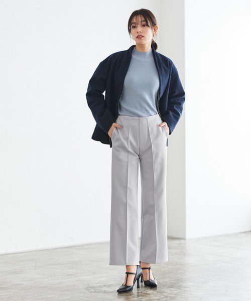 Pierrot（ピエロ）の「カット起毛ピンタックボックスパンツ（その他パンツ・レディース・アイボリー/ミント/ブラック/モカ/ライトグレー/ピンク/ブルーグリーン・M/L/PS/PM/PL/S）」の4枚目の写真