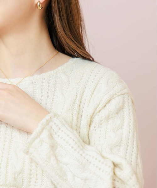 flower(フラワー)の「ケーブルヘムトップ(ニット/セーター・レディース・ホワイト/グリーン・FREE)」の19枚目の写真