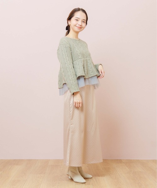 flower(フラワー)の「ケーブルヘムトップ(ニット/セーター・レディース・ホワイト/グリーン・FREE)」の17枚目の写真