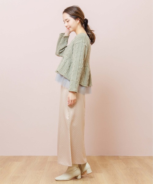 flower(フラワー)の「ケーブルヘムトップ(ニット/セーター・レディース・ホワイト/グリーン・FREE)」の4枚目の写真