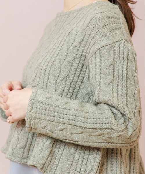 flower(フラワー)の「ケーブルヘムトップ(ニット/セーター・レディース・ホワイト/グリーン・FREE)」の20枚目の写真