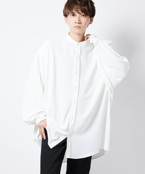 re_k by JUNRED(レクバイジュンレッド)の「【 re_k by JUNRed 】ドレープBIGバンドカラーシャツ(シャツ/ブラウス・メンズ・ライトグレー/ホワイト/ミント・S/L/M)」の5枚目の写真