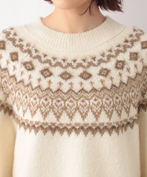 GLOBAL WORK(グローバルワーク)の「ラメジャガードニットプルオーバー/238986(ニット/セーター・レディース・ベージュ/オフホワイト・FREE)」の9枚目の写真