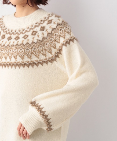 GLOBAL WORK(グローバルワーク)の「ラメジャガードニットプルオーバー/238986(ニット/セーター・レディース・ベージュ/オフホワイト・FREE)」の12枚目の写真
