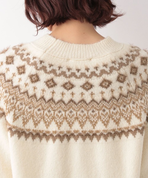 GLOBAL WORK(グローバルワーク)の「ラメジャガードニットプルオーバー/238986(ニット/セーター・レディース・ベージュ/オフホワイト・FREE)」の4枚目の写真