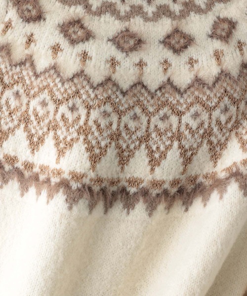 GLOBAL WORK(グローバルワーク)の「ラメジャガードニットプルオーバー/238986(ニット/セーター・レディース・ベージュ/オフホワイト・FREE)」の8枚目の写真