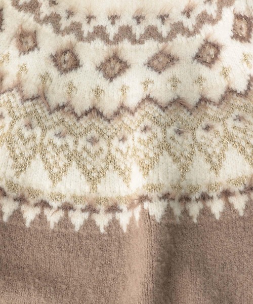 GLOBAL WORK(グローバルワーク)の「ラメジャガードニットプルオーバー/238986(ニット/セーター・レディース・ベージュ/オフホワイト・FREE)」の6枚目の写真