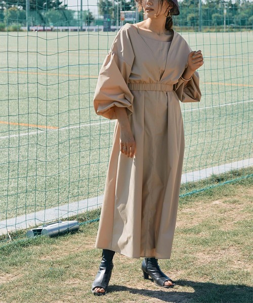 titivate（ティティベイト）の「Vﾈｯｸｼｮｰﾄﾄｯﾌﾟｽ×ｷｬﾐｿｰﾙﾜﾝﾋﾟｰｽ（ワンピース・レディース・イエロー/ライトブラウン/ブラック/ライトベージュ・S/L/M）」の3枚目の写真