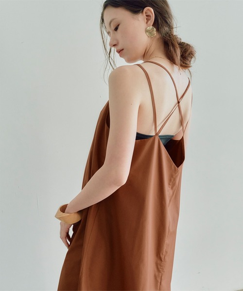 titivate（ティティベイト）の「Vﾈｯｸｼｮｰﾄﾄｯﾌﾟｽ×ｷｬﾐｿｰﾙﾜﾝﾋﾟｰｽ（ワンピース・レディース・イエロー/ライトブラウン/ブラック/ライトベージュ・S/L/M）」の11枚目の写真