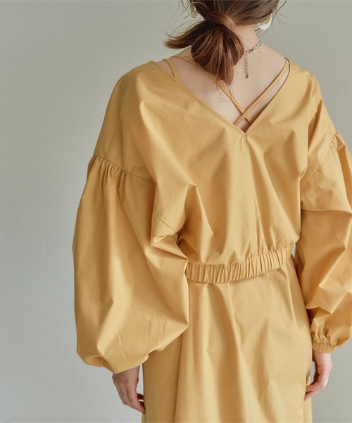titivate（ティティベイト）の「Vﾈｯｸｼｮｰﾄﾄｯﾌﾟｽ×ｷｬﾐｿｰﾙﾜﾝﾋﾟｰｽ（ワンピース・レディース・イエロー/ライトブラウン/ブラック/ライトベージュ・S/L/M）」の14枚目の写真