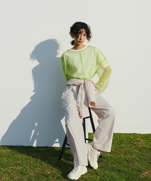 select MOCA（セレクトモカ）の「ドローストリングシャツコンビネゾン（つなぎ/オールインワン・レディース・ブラック/アイボリー・FREE）」の3枚目の写真