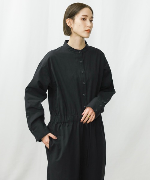 select MOCA（セレクトモカ）の「ドローストリングシャツコンビネゾン（つなぎ/オールインワン・レディース・ブラック/アイボリー・FREE）」の5枚目の写真