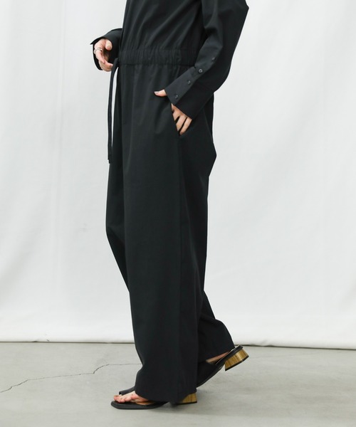 select MOCA（セレクトモカ）の「ドローストリングシャツコンビネゾン（つなぎ/オールインワン・レディース・ブラック/アイボリー・FREE）」の7枚目の写真