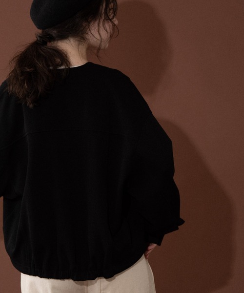 idem（イデム）の「idem basic cardigan jacket/ノーカラーカーディガンジャケット（カーディガン/ボレロ・レディース・ブラック/グリーン/アイボリー/スモークピンク・FREE）」の16枚目の写真