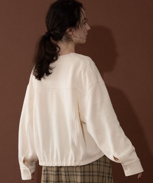 idem（イデム）の「idem basic cardigan jacket/ノーカラーカーディガンジャケット（カーディガン/ボレロ・レディース・ブラック/グリーン/アイボリー/スモークピンク・FREE）」の12枚目の写真