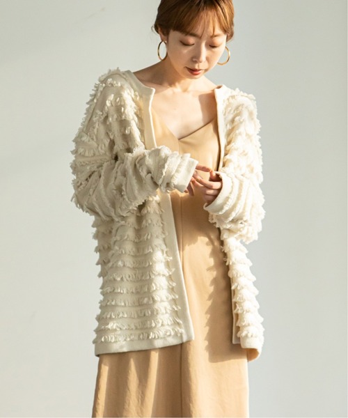 【タグ付き✨】NOBLE PROVOKE フリンジニットカーディガン　ベージュ タグ付き✨】NOBLE PROVOKE フリンジニットカーディガン ベージュ