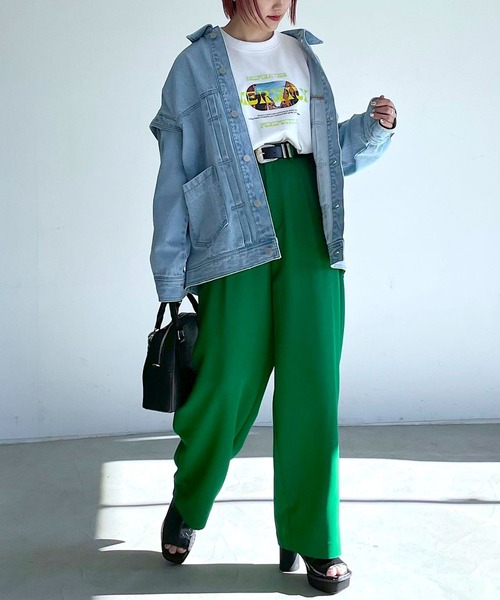 PAGEBOY（ページボーイ）の「ウイングショルダーGジャン（デニムジャケット・レディース・ブラック/オフホワイト/サックスブルー・FREE）」の15枚目の写真