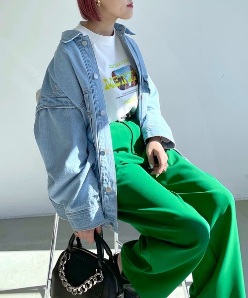 PAGEBOY（ページボーイ）の「ウイングショルダーGジャン（デニムジャケット・レディース・ブラック/オフホワイト/サックスブルー・FREE）」の7枚目の写真