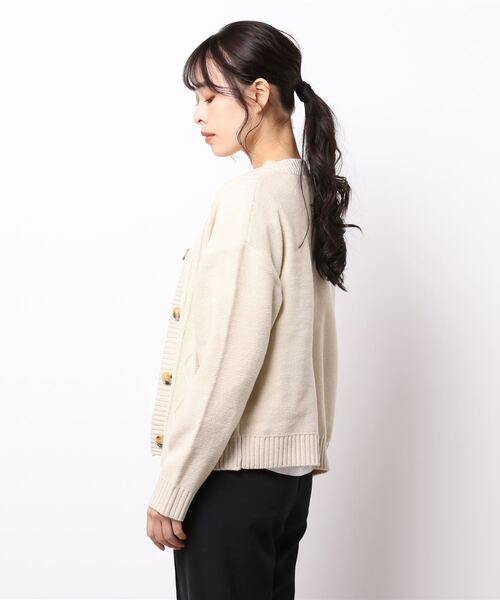 ehka sopo（エヘカソポ）の「ケーブル編みクルーネックカーディガン（カーディガン/ボレロ・レディース・キナリ/チャコール/ベージュ/ミント・ﾌﾘ-）」の10枚目の写真