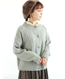 ehka sopo | ケーブル編みクルーネックカーディガン(カーディガン/ボレロ)