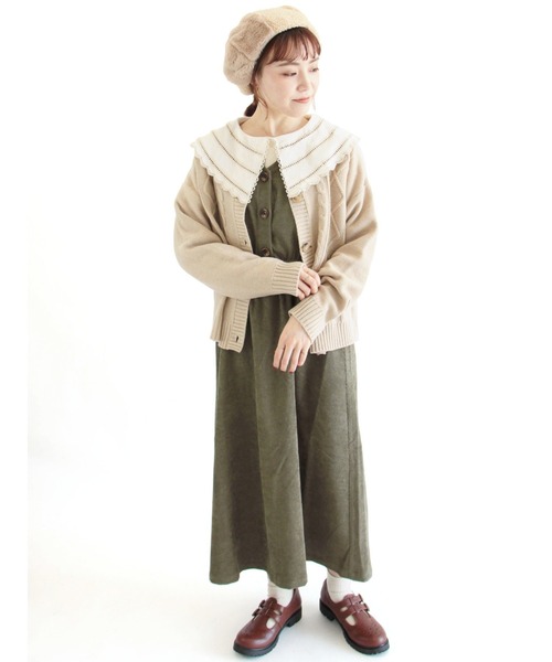 ehka sopo（エヘカソポ）の「ケーブル編みクルーネックカーディガン（カーディガン/ボレロ・レディース・キナリ/チャコール/ベージュ/ミント・ﾌﾘ-）」の19枚目の写真