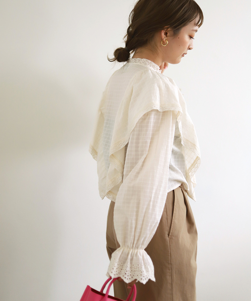 SLOBE IENA（スローブイエナ）の「ビクトリアンコットンレースブラウス◆（シャツ/ブラウス・レディース・ブルー/ナチュラル・FREE）」の7枚目の写真