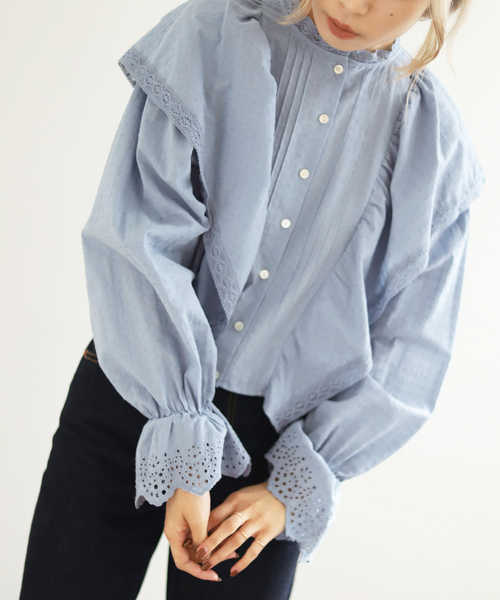 SLOBE IENA（スローブイエナ）の「ビクトリアンコットンレースブラウス◆（シャツ/ブラウス・レディース・ブルー/ナチュラル・FREE）」の17枚目の写真