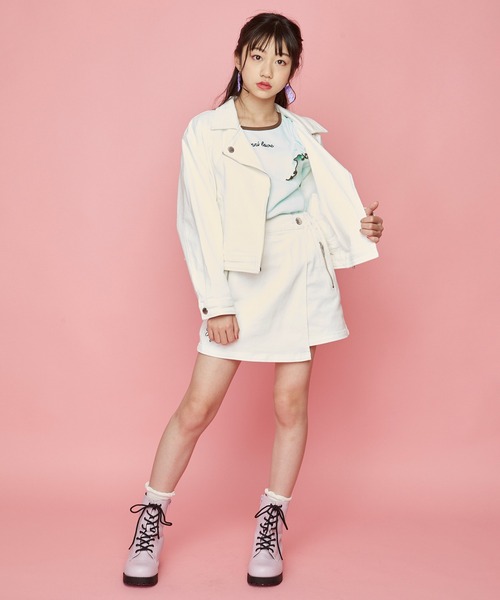 JENNI love（ジェニィラブ）の「スカート風デニムショーパン（デニムパンツ・キッズ・オフホワイト/サックスブルー・140cm/130cm/150cm/160cm）」の5枚目の写真