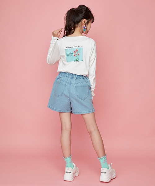 JENNI love（ジェニィラブ）の「スカート風デニムショーパン（デニムパンツ・キッズ・オフホワイト/サックスブルー・140cm/130cm/150cm/160cm）」の10枚目の写真