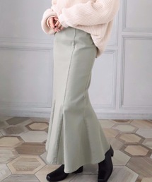 moment+（モーメントプラス）の「ストレッチデニム＆ツイル ハイウエストマーメイドスカート（デニムスカート）」