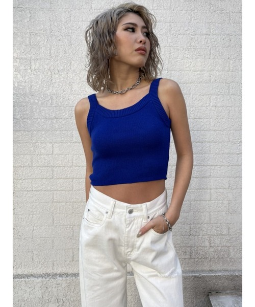 EGOIST（エゴイスト）の「カラーニットタンクトップ（タンクトップ・レディース・ホワイト/ブルー/オレンジ・FREE）」の3枚目の写真