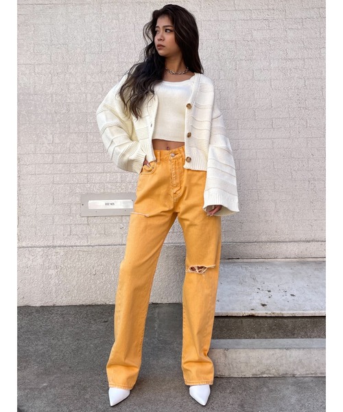 EGOIST（エゴイスト）の「カラーニットタンクトップ（タンクトップ・レディース・ホワイト/ブルー/オレンジ・FREE）」の6枚目の写真