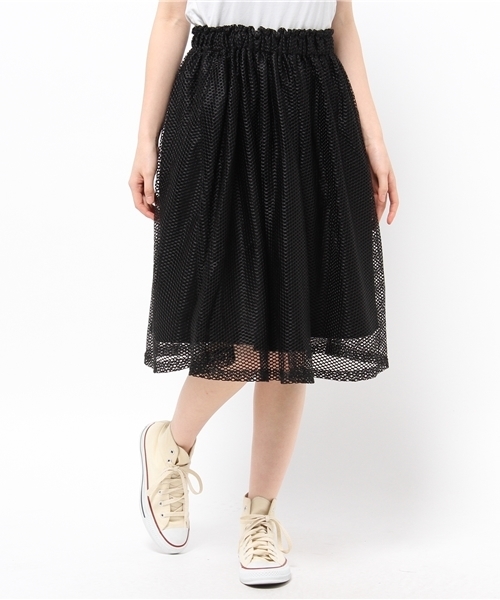 WEGO（ウィゴー）の「WEGO/メッシュミディ丈スカート（スカート・レディース・ホワイト/ブラック・FREE）」の2枚目の写真