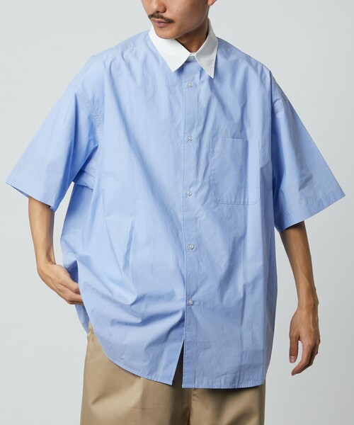 FREAK'S STORE(フリークスストア)の「WEB限定 Relax Fit リラックスフィット ショートスリーブ レギュラーカラーシャツ/クレリックシャツ(シャツ/ブラウス・メンズ・サックスブルー/ブラック/グレイッシュベージュ/ブルー系その他/ブルー系その他2/オリーブ/ストライプ/ホワイト・LARGE/SMALL/MEDIUM)」の17枚目の写真