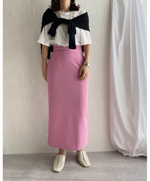 She's Closet（シーズクローゼット）の「無地ハイウエストペンシルIラインロングスカート（スカート・レディース・ブラック/レッド/グレイッシュベージュ/ピンク/ブルー・FREE）」の6枚目の写真