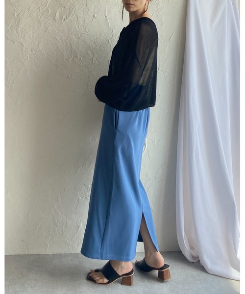 She's Closet（シーズクローゼット）の「無地ハイウエストペンシルIラインロングスカート（スカート・レディース・ブラック/レッド/グレイッシュベージュ/ピンク/ブルー・FREE）」の9枚目の写真