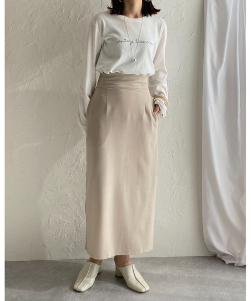 She's Closet（シーズクローゼット）の「無地ハイウエストペンシルIラインロングスカート（スカート・レディース・ブラック/レッド/グレイッシュベージュ/ピンク/ブルー・FREE）」の12枚目の写真