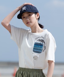 ESPACE VERT別注 コットン100% 表面感あるスラブ生地 ペンギンプリント ジャガードポケットTシャツ
