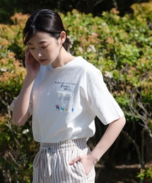 ESPACE VERT別注 コットン100% 表面感あるスラブ生地 ペンギンプリント ジャガードポケットTシャツ