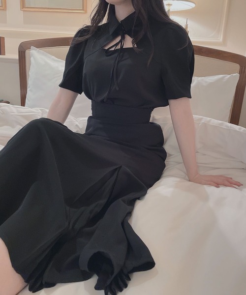 ANDGEEBEE（アンジービー）の「フロントオープンリボンブラウス（シャツ/ブラウス・レディース・ベージュ/ブラック・MEDIUM）」の21枚目の写真