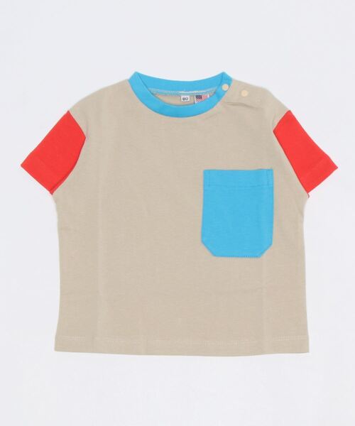 Life Support Products（ライフサポートプロダクツ）の「【コットンUSA】ポケットＴシャツ（80～150cm）（Tシャツ/カットソー・キッズ・ホワイト/ピンク/イエロー/ブルー/グリーン/ラベンダー/ベージュ系その他/グリーン系その他/パープル系その他/チャコール・90/100/110/120/80/130/95/140/150）」の4枚目の写真