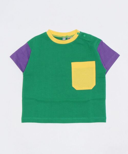 Life Support Products（ライフサポートプロダクツ）の「【コットンUSA】ポケットＴシャツ（80～150cm）（Tシャツ/カットソー・キッズ・ホワイト/ピンク/イエロー/ブルー/グリーン/ラベンダー/ベージュ系その他/グリーン系その他/パープル系その他/チャコール・90/100/110/120/80/130/95/140/150）」の6枚目の写真