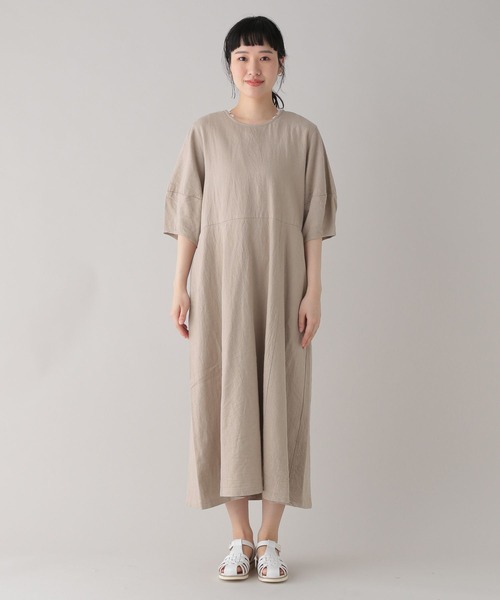 studio CLIP（スタディオクリップ）の「《Natural by studio CLIP》ランタンスリーブワンピース（ワンピース・レディース・ベージュ/ブラック・FREE）」の13枚目の写真