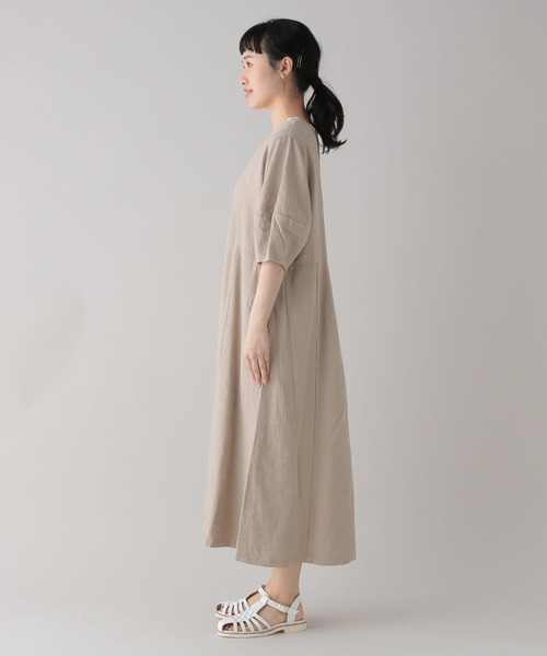 studio CLIP（スタディオクリップ）の「《Natural by studio CLIP》ランタンスリーブワンピース（ワンピース・レディース・ベージュ/ブラック・FREE）」の14枚目の写真