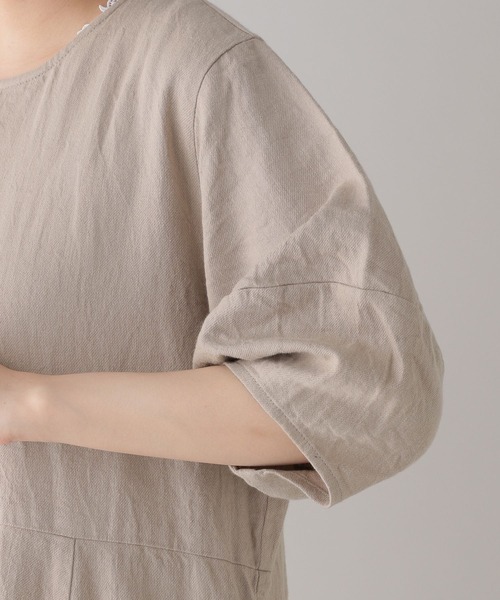 studio CLIP（スタディオクリップ）の「《Natural by studio CLIP》ランタンスリーブワンピース（ワンピース・レディース・ベージュ/ブラック・FREE）」の6枚目の写真