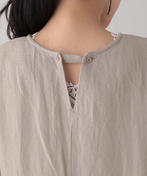 studio CLIP（スタディオクリップ）の「《Natural by studio CLIP》ランタンスリーブワンピース（ワンピース・レディース・ベージュ/ブラック・FREE）」の5枚目の写真