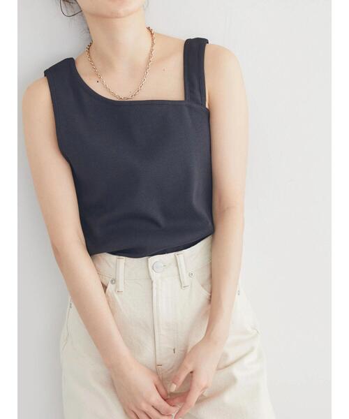 AMERICAN HOLIC（アメリカンホリック）の「変形ショルダーリブタンクトップ1（タンクトップ・レディース・ブラウン/ブラック・L/M）」の8枚目の写真