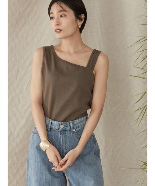 AMERICAN HOLIC（アメリカンホリック）の「変形ショルダーリブタンクトップ1（タンクトップ・レディース・ブラウン/ブラック・L/M）」の10枚目の写真